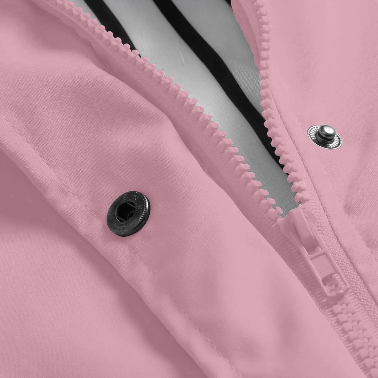 Womens Rain Jacket with Hood Waterproof Lightweight Packable Outdoor Jacket Zip Up Long Sleeve Rain Coats with Pocket