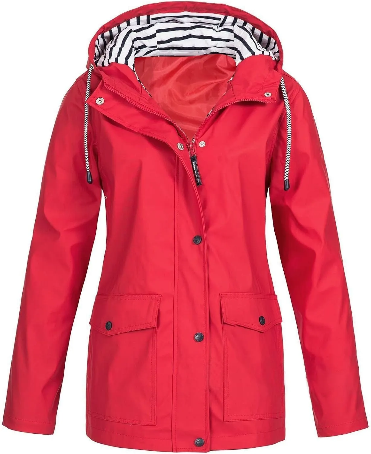 Women's Rain Jacket with Hood Waterproof Lightweight Raincoat Active Outdoor Windbreaker Hiking Travel Trench Coat
