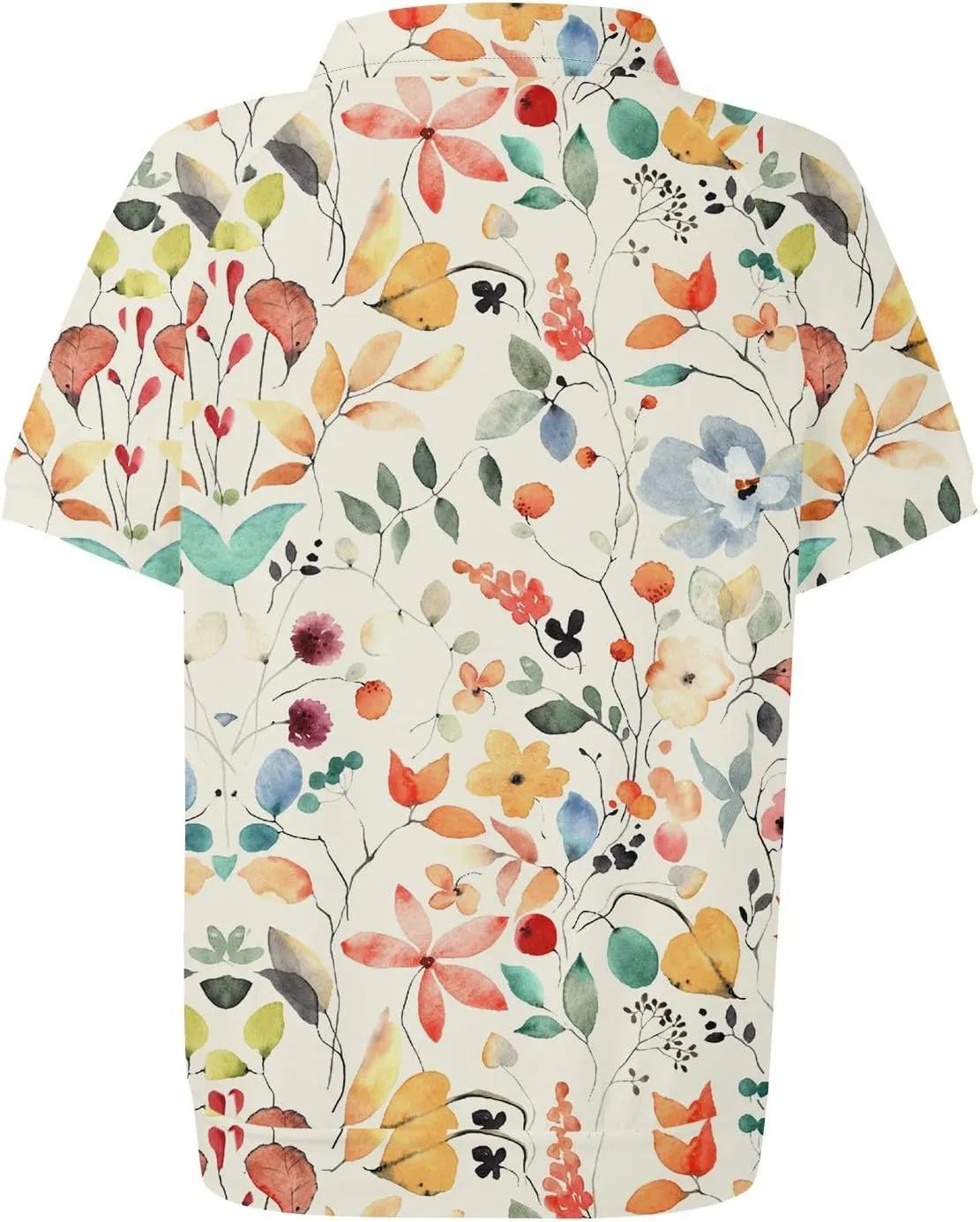 Womens Short Sleeve Tops Spring Button Down Polo Neck Shirts Lightweight Blouses Floral Print Outfits