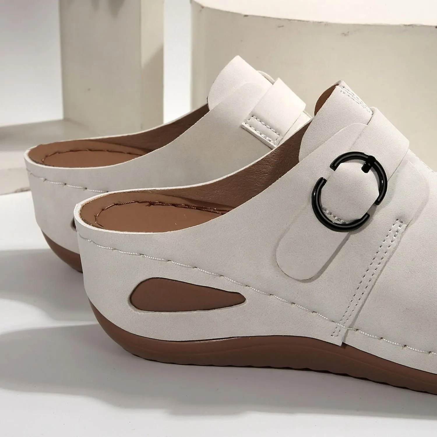 Women's Slip-On Slippers Comfortable Cork Footbed Arch Support Mules for Casual Wear Indoor Outdoor Walking