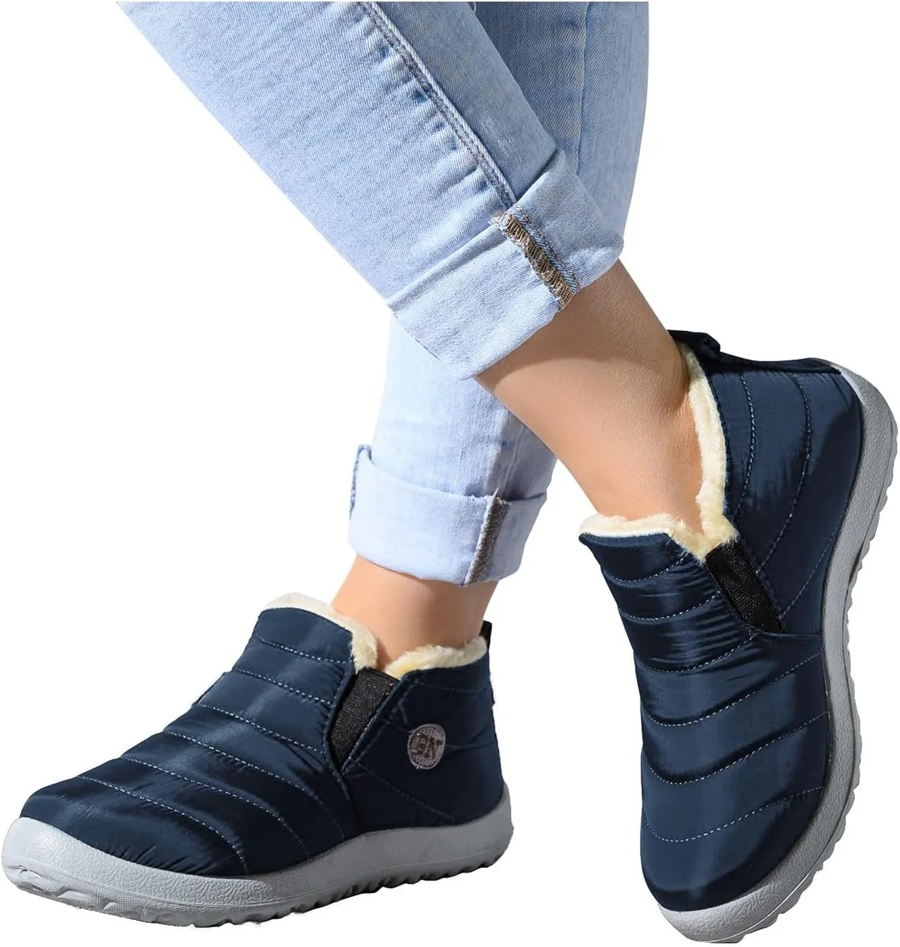 Womens Snow Boots Waterproof Insulated 8.5 Womens Winter Booties and Ankle Boots Woman Winter Boots Leather Mid Calf Winter Boots for Women Low Heel Waterproof Womens Boots Winter