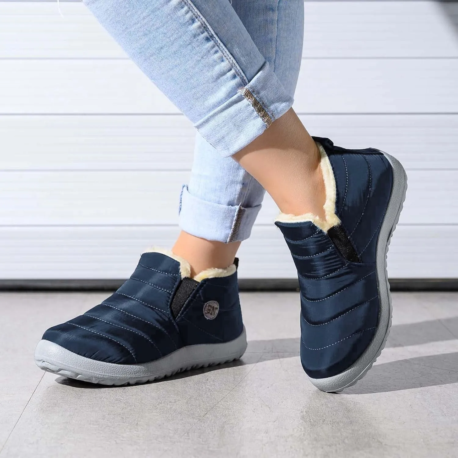 Womens Snow Boots Waterproof Insulated 8.5 Womens Winter Booties and Ankle Boots Woman Winter Boots Leather Mid Calf Winter Boots for Women Low Heel Waterproof Womens Boots Winter