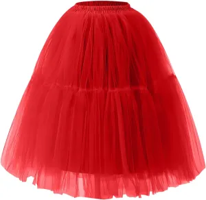Womens Solid Color High Waist Elastic Mesh Puffy Skirt Formal Cocktail Mini Length Skirts for Ladies 2025 Fashion Y2K