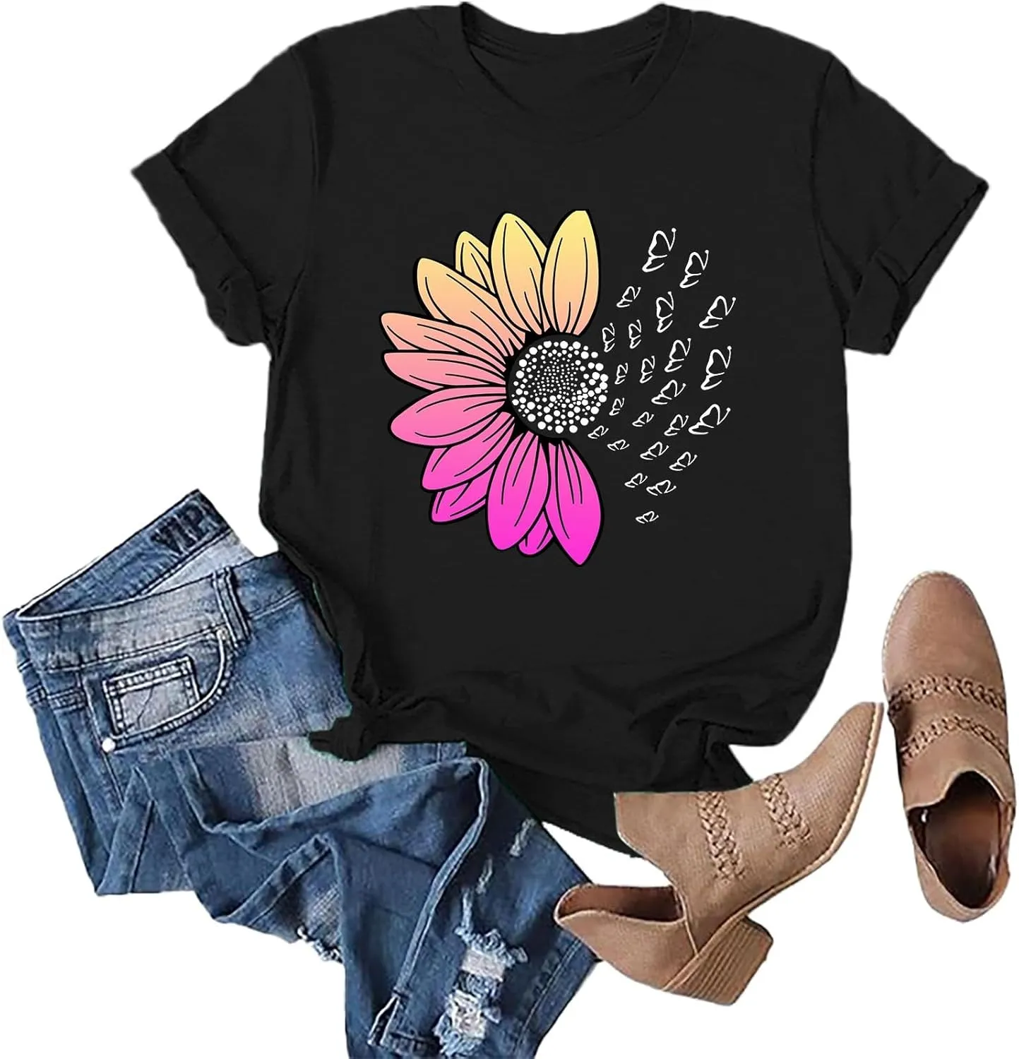 Womens Summer Short Sleeve T Shirt Soft Plus Size Cotton Graphic Crewneck Tees Casual Summer Basic Tunic Top Trendy 2025