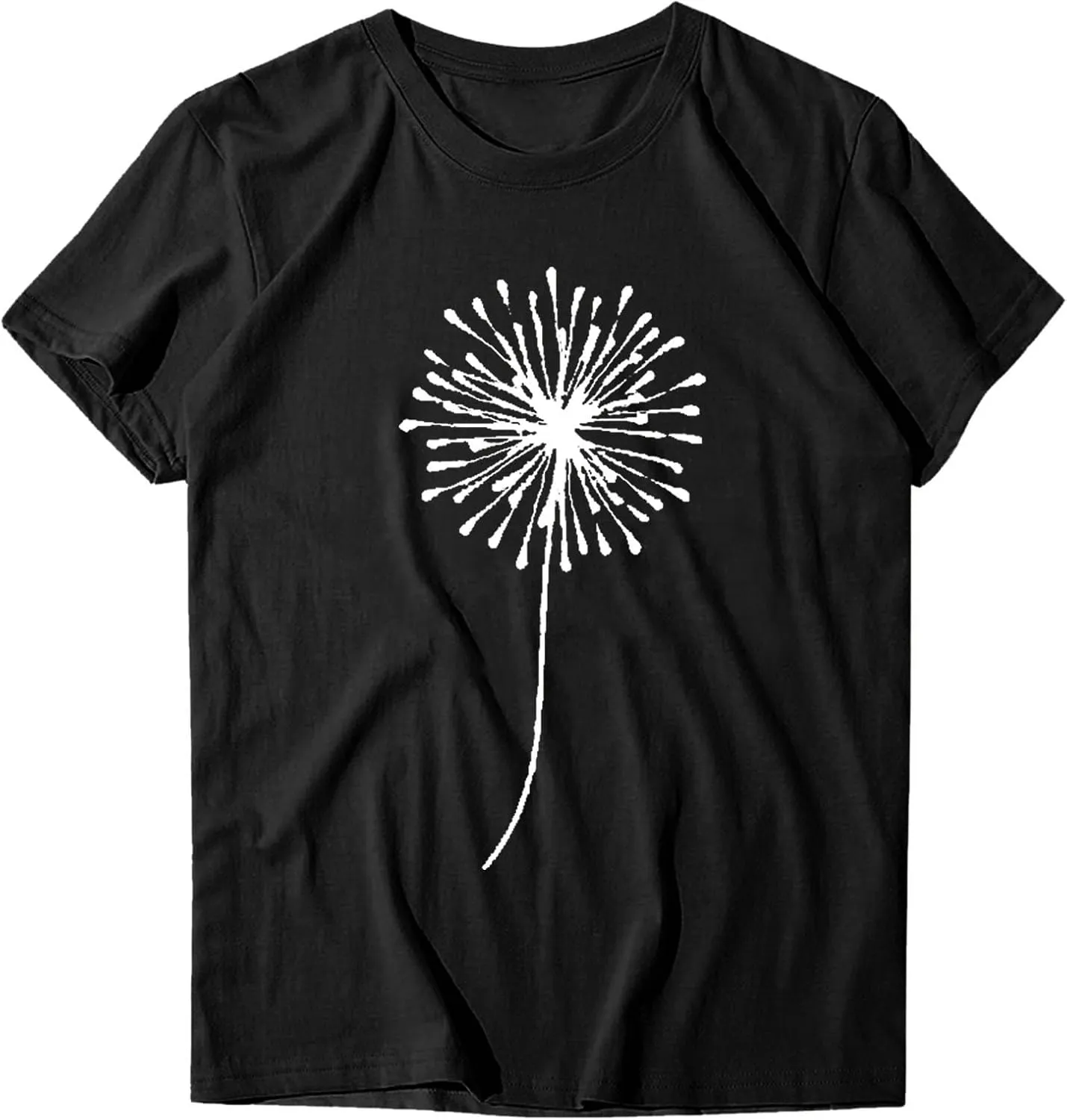 Womens T Shirts Cute Dandelion Graphic Tees Crewneck Short Sleeve Summer Tops Casual Loose Cotton Tshirts