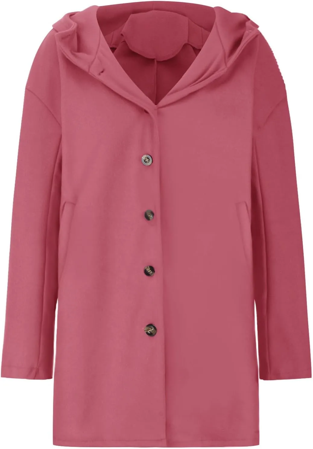 Women's Thicken Wool Blend Oversized Hoodeed Trench Coats Stand Collar Single Breasted Pea Coat Plus Size Overcoat