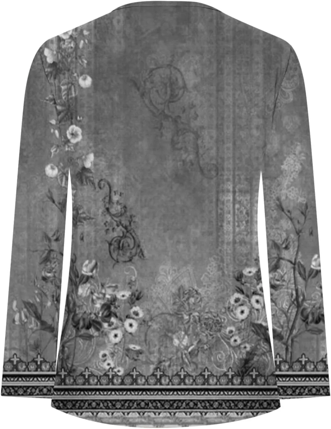 Womens Tops Dressy Casual 3/4 Sleeve Bohemian Summer Shirts Floral Print Empire Waist Long Sleeve Button Down Blouse