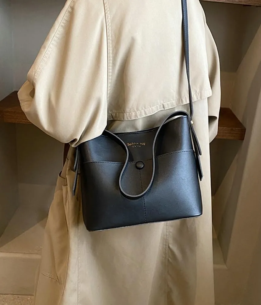 Womens Vegan Leather Shoulder Crossbody Bag Fashion Handbags Large Bucket Tote Bag Top Handle Purse