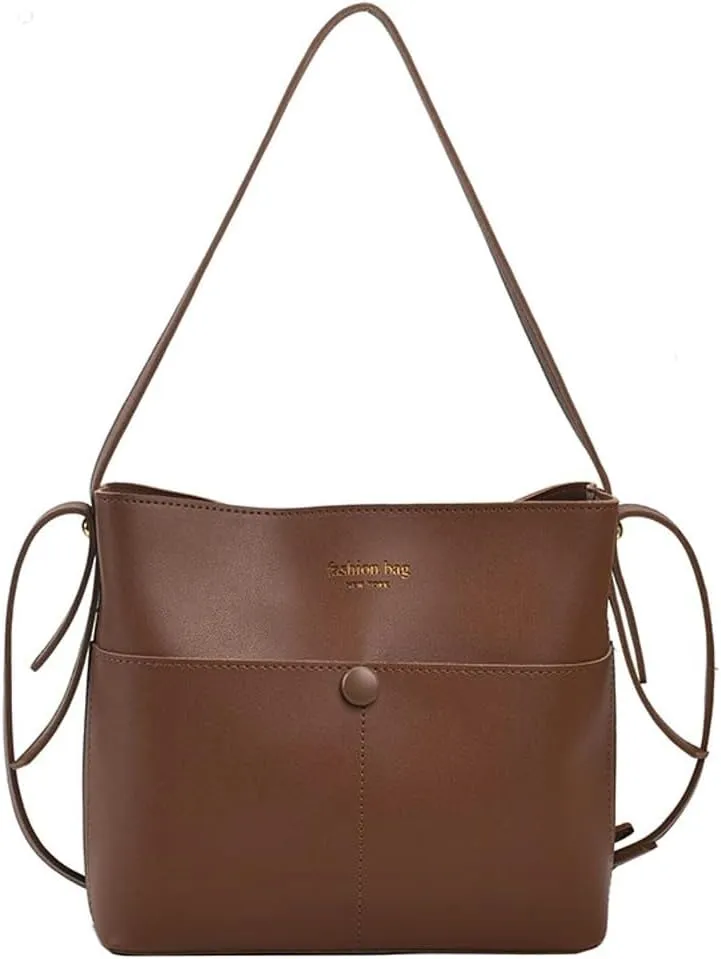 Womens Vegan Leather Shoulder Crossbody Bag Fashion Handbags Large Bucket Tote Bag Top Handle Purse