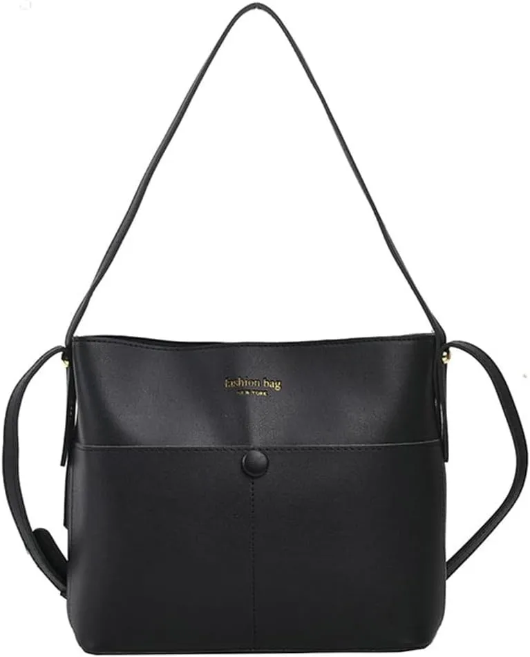 Womens Vegan Leather Shoulder Crossbody Bag Fashion Handbags Large Bucket Tote Bag Top Handle Purse