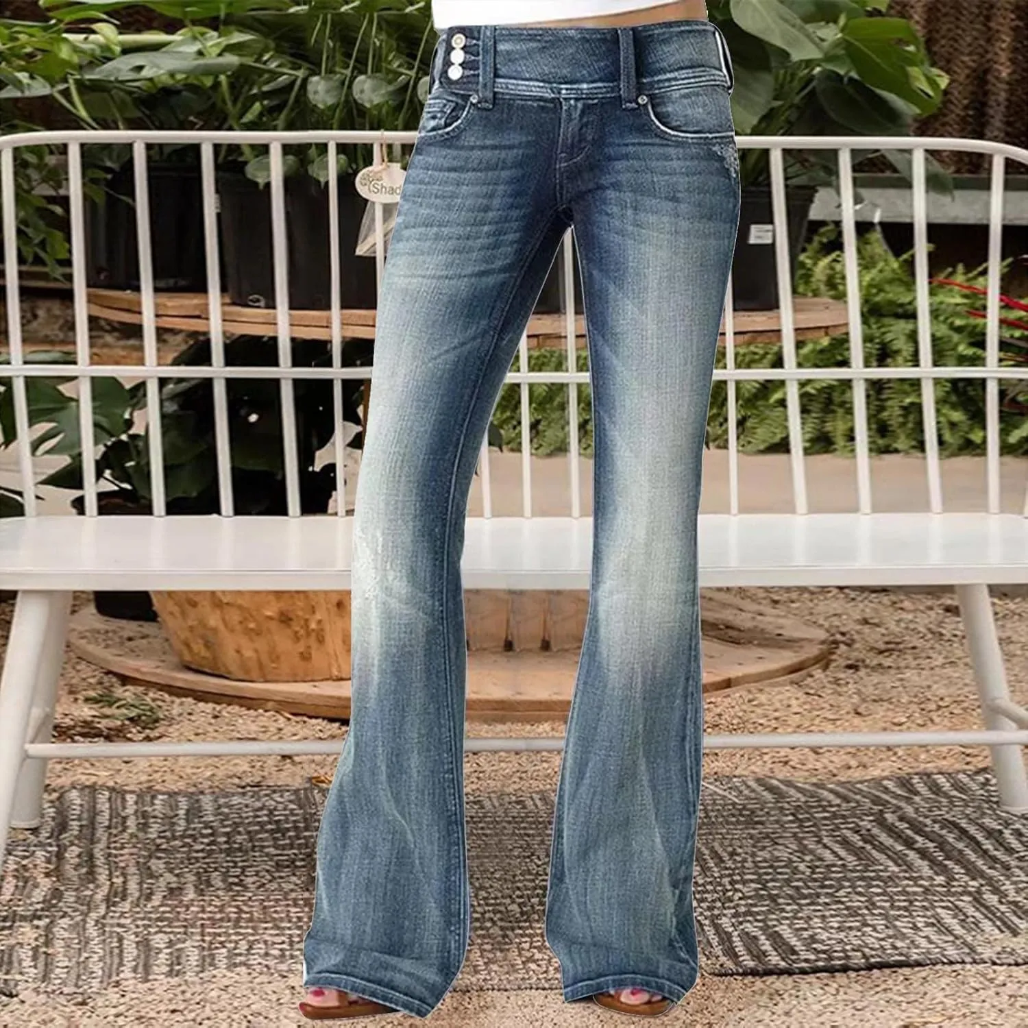 Women's Vintage Flare Jeans High Waist Stretch Denim Bell Bottoms Jeans Retro Bell-Bottomed Pants Plus Size