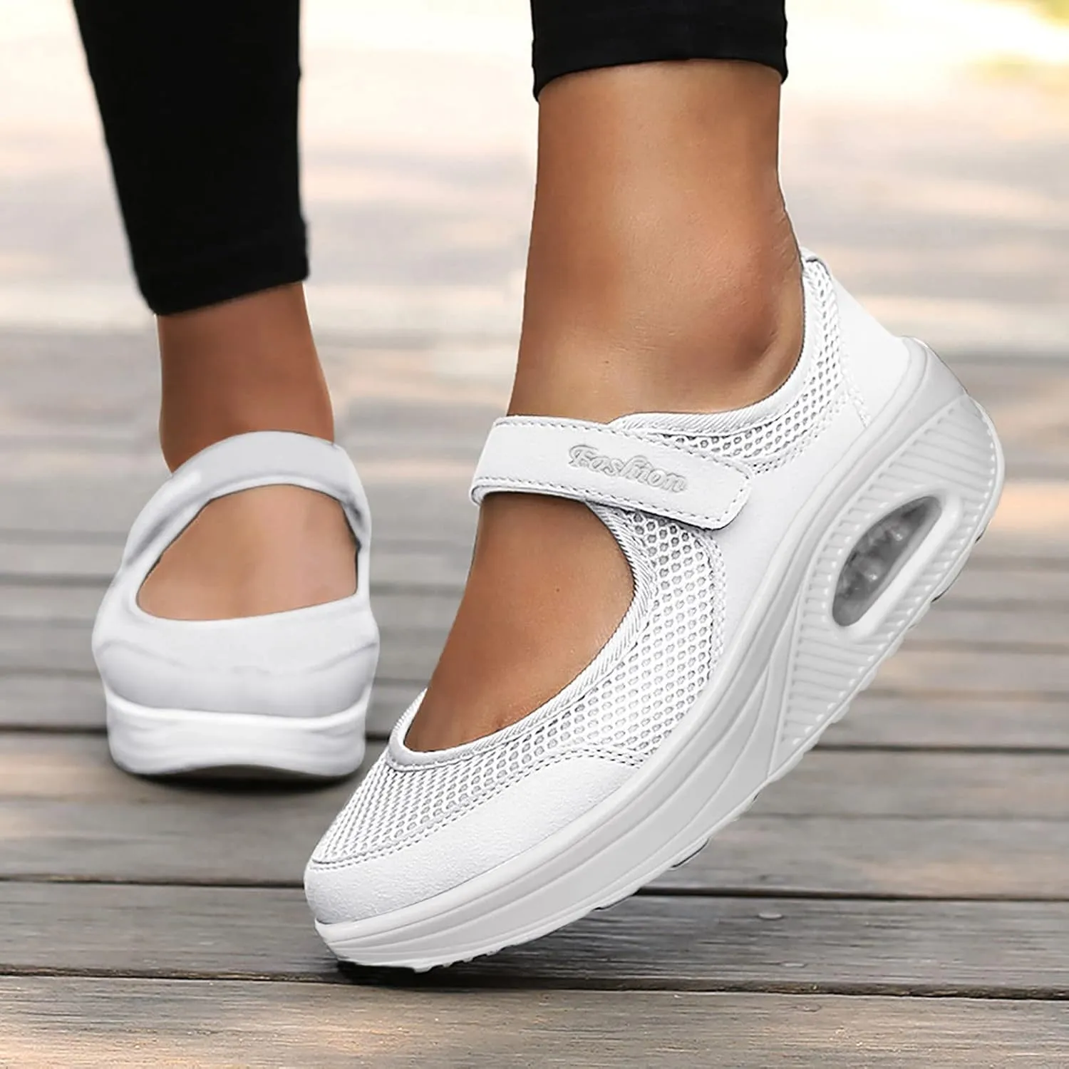 Women's Walking Shoes Comfortable Nurse Shoes Wide Non-Slip Sneakers Breathable Mesh Loafers Platform Orthopedic Sneakers