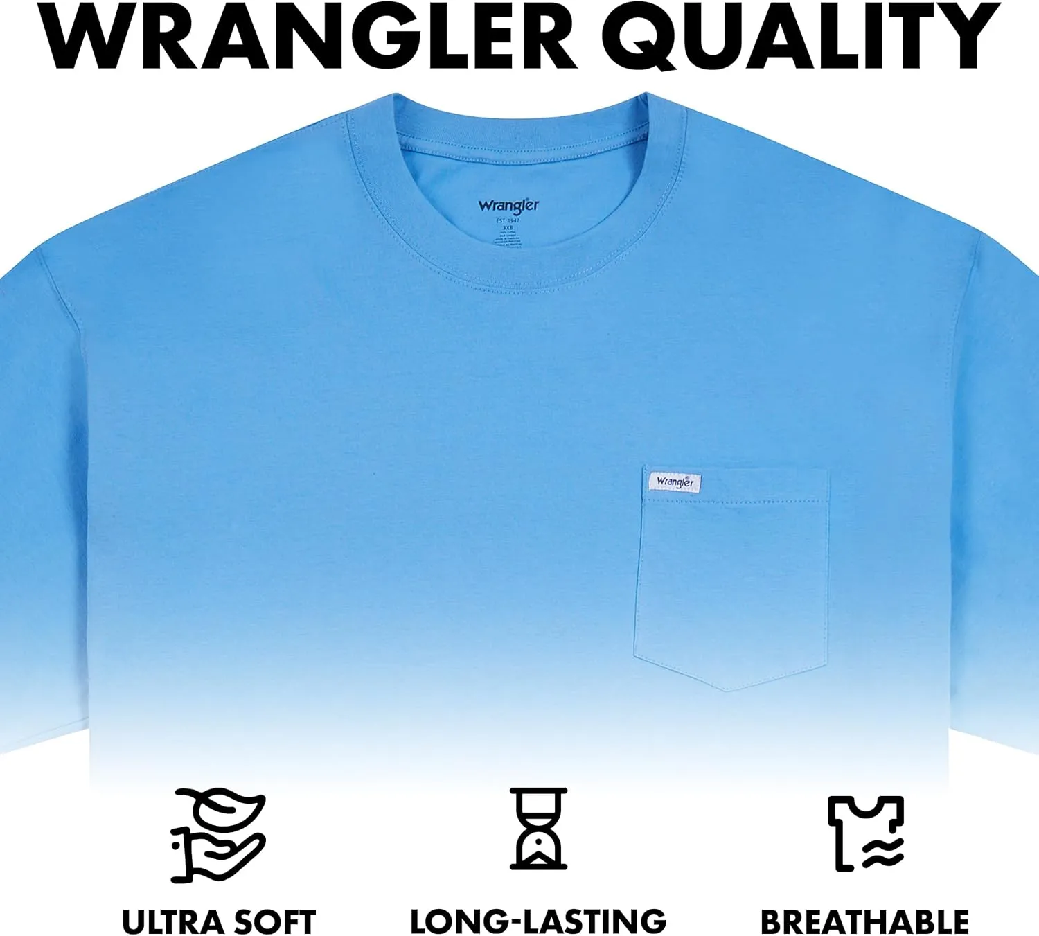 Wrangler Big and Tall T-Shirts for Men - 2 Pack Cotton Tee with Chest Pocket