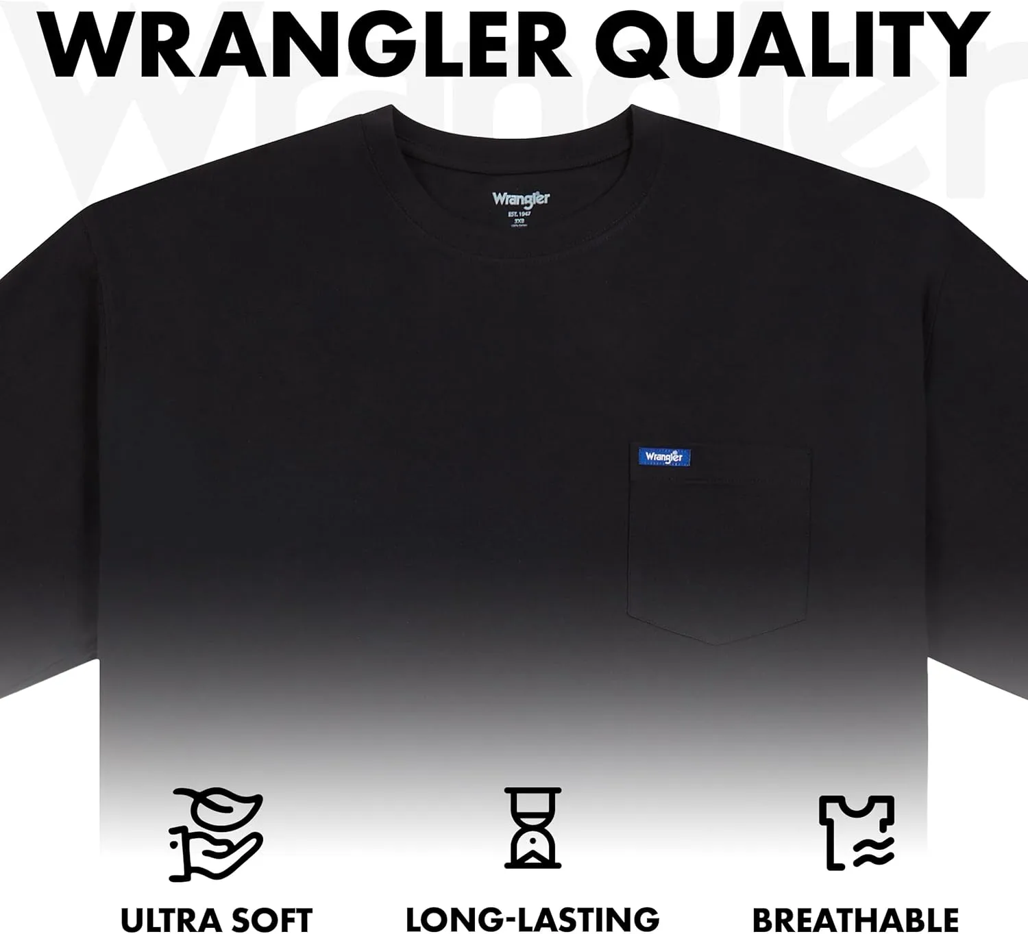Wrangler Big and Tall T-Shirts for Men - 2 Pack Cotton Tee with Chest Pocket