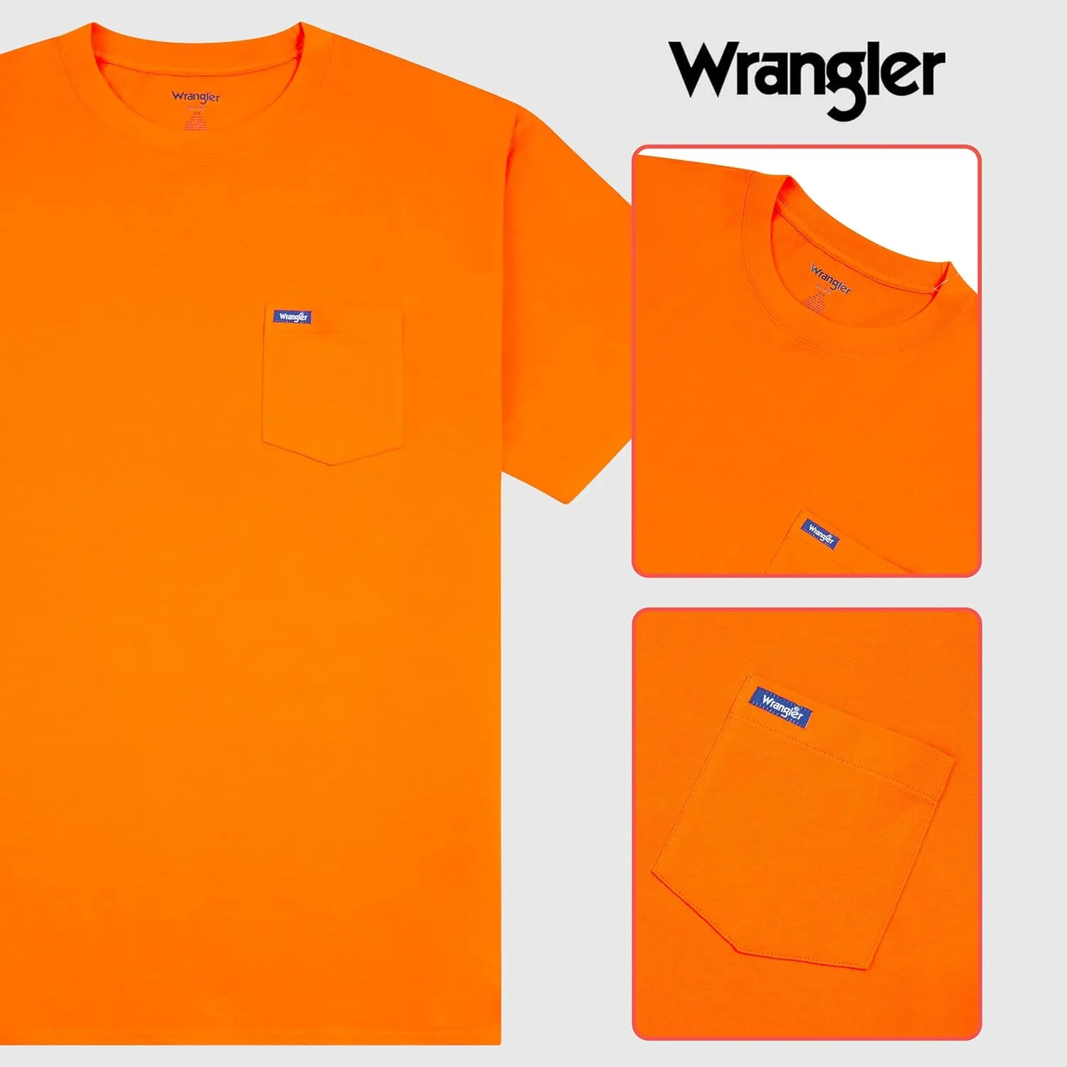 Wrangler Big and Tall T-Shirts for Men - 2 Pack Cotton Tee with Chest Pocket