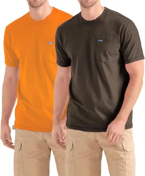 Wrangler Big and Tall T-Shirts for Men - 2 Pack Cotton Tee with Chest Pocket