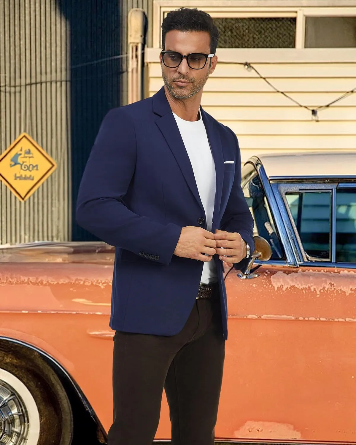 WULFUL Mens Casual Blazer Suit Jackets Slim Fit Two Button Sport Coats Lightweight Business Jacket