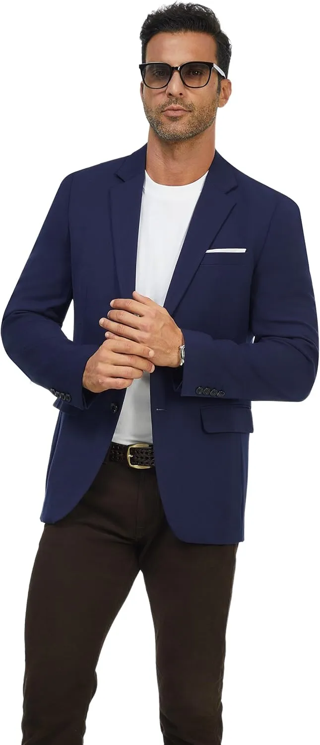 WULFUL Mens Casual Blazer Suit Jackets Slim Fit Two Button Sport Coats Lightweight Business Jacket