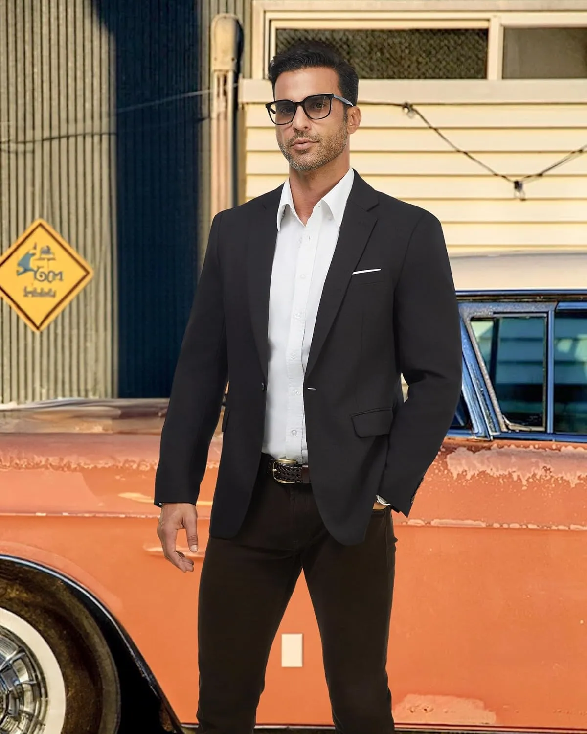WULFUL Mens Casual Blazer Suit Jackets Slim Fit Two Button Sport Coats Lightweight Business Jacket