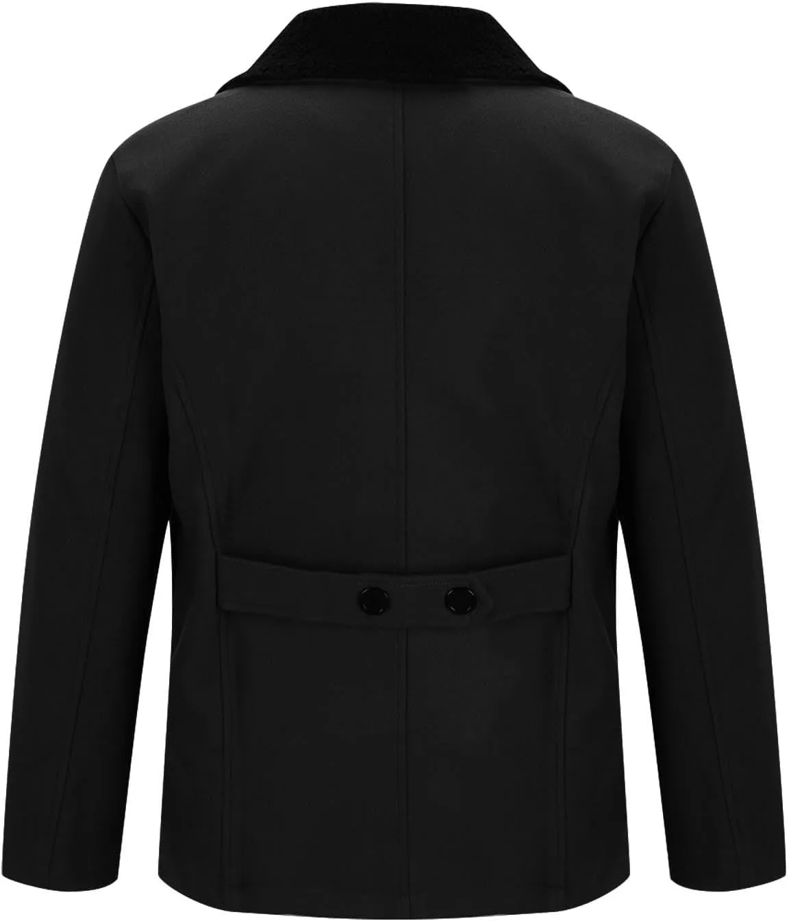 Xiaojmake Men's Windbreaker Winter Fall Leather Trench Coat Double Breasted Short Pea Coat with Faux Fur Collar Over Coat