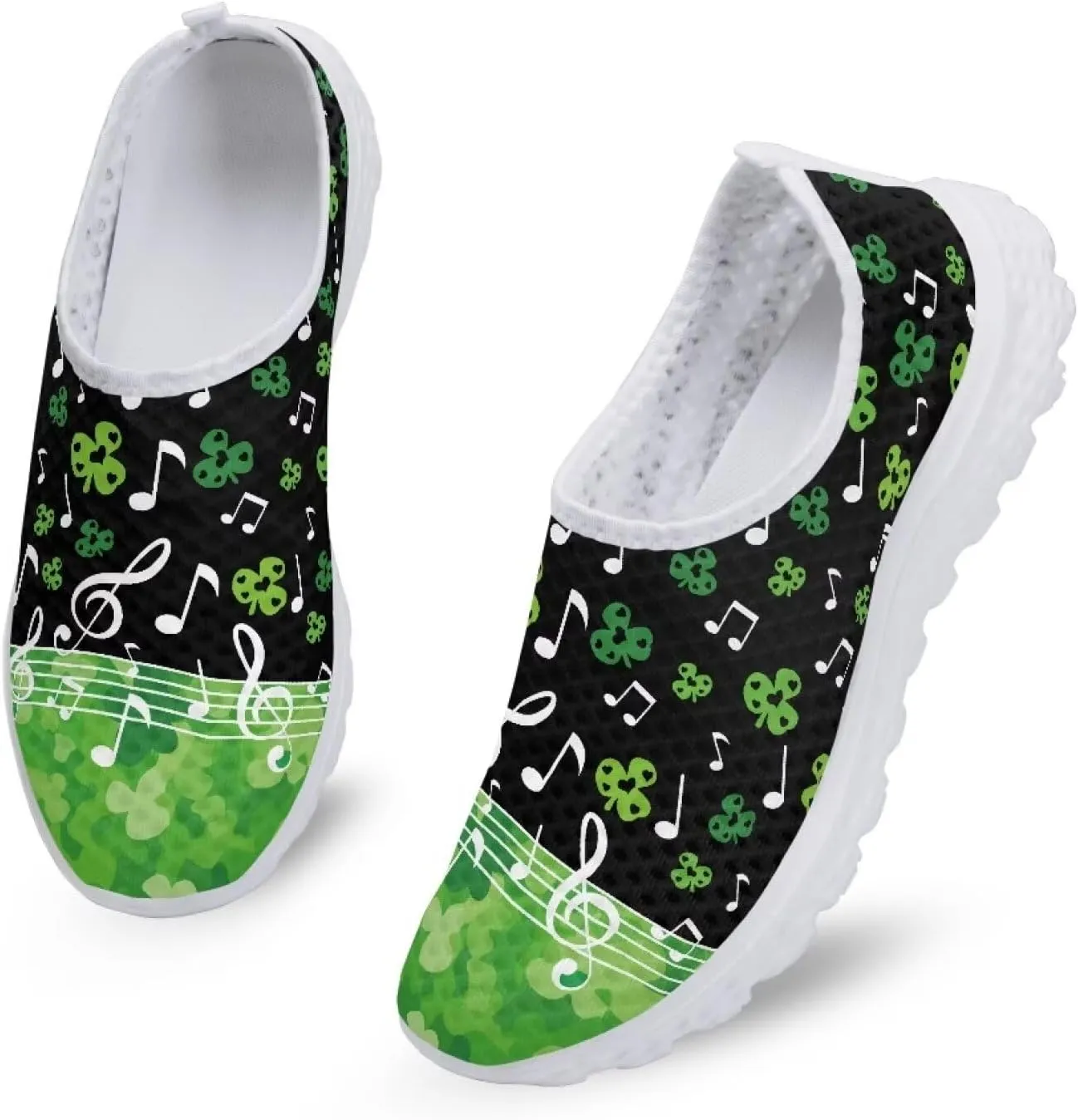 Xpyiqun St Patricks Day Sport Sneakers Walking Slip On Shoes Women Road Running Loafers Size 5.5-11.5