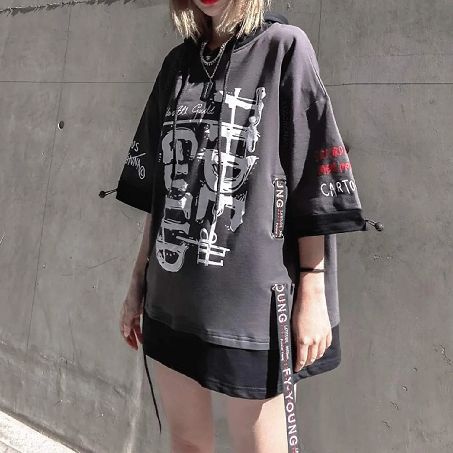XYXIONGMAO Techwear Shirt Japanese Streetwear Hip Hop Shirts Men Graphic T Alphabet Design Workwear Gothic Hoodie