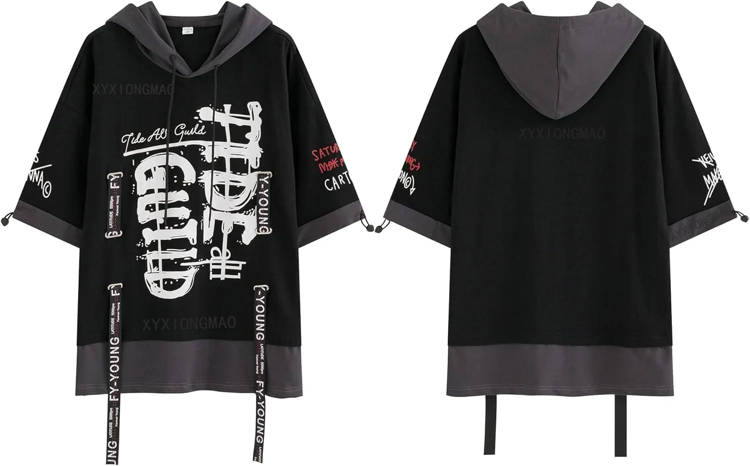 XYXIONGMAO Techwear Shirt Japanese Streetwear Hip Hop Shirts Men Graphic T Alphabet Design Workwear Gothic Hoodie