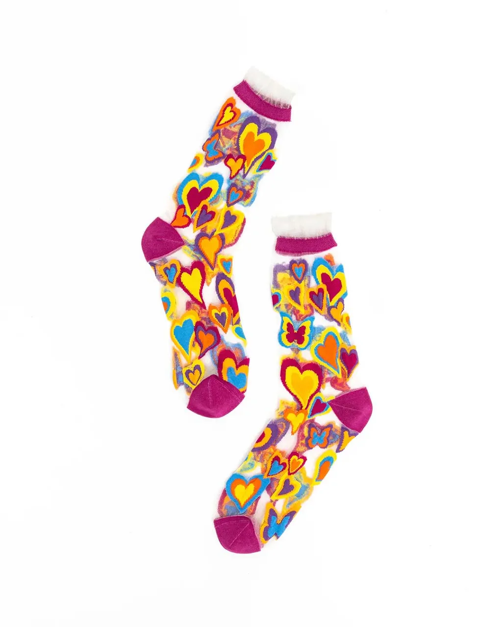 Y2K Hearts Ruffle Sheer Socks