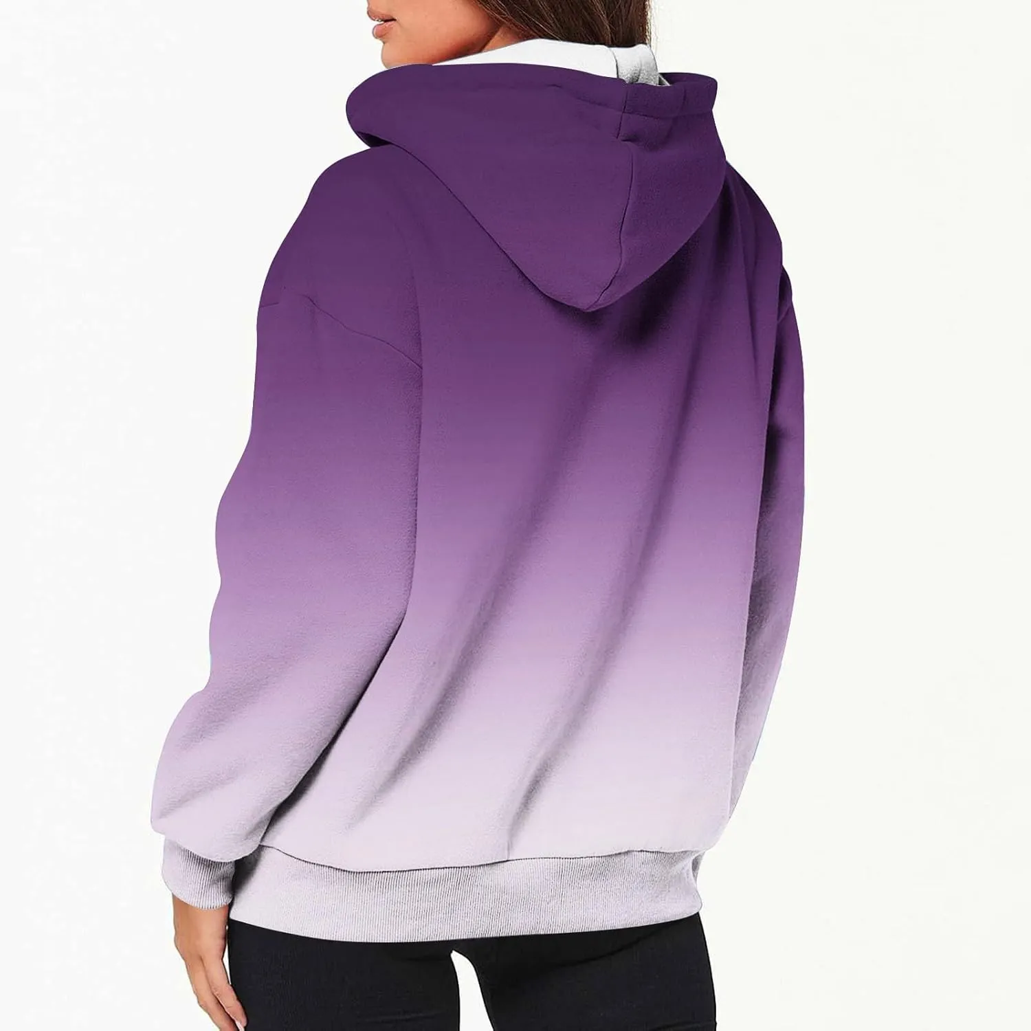 Zip Up Hoodie for Women Gradient Colors Y2K Sweatshirt Hoodies Sweater Casual Fleece Lined Track Jackets with Pockets