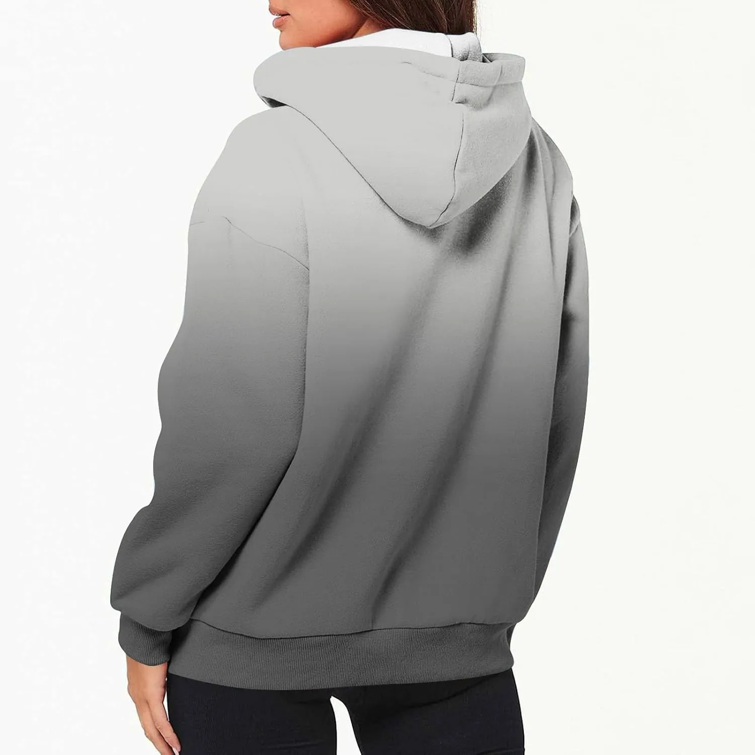 Zip Up Hoodie for Women Gradient Colors Y2K Sweatshirt Hoodies Sweater Casual Fleece Lined Track Jackets with Pockets