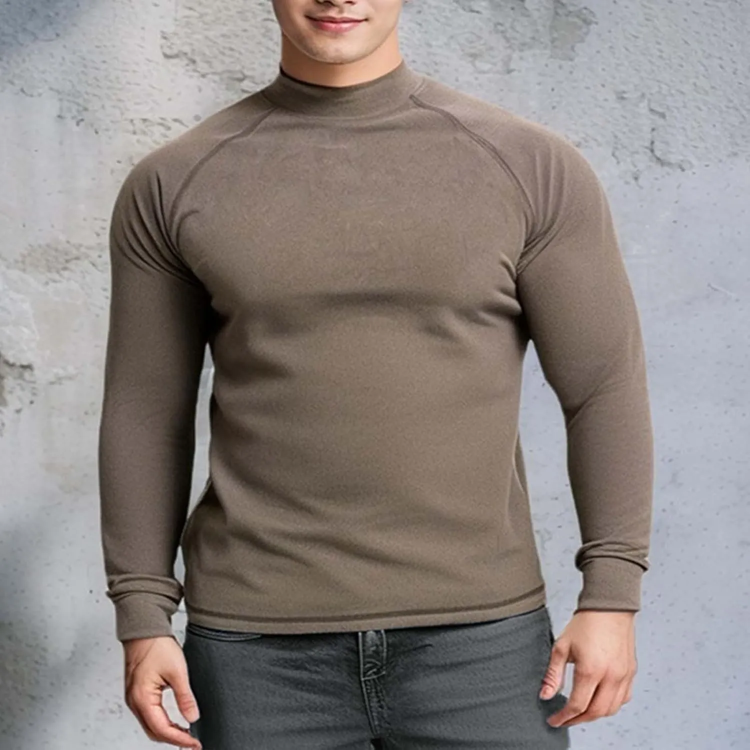 ZYXTIM Turtle Neck Shirt Men Muscle Shirts Long Sleeve Thermal Tops Cotton Slim Fit Pullover Top Plus Size Casual Basic Shirt